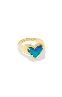 KENDRA SCOTT RING FRAMED ARI HEART BAND GOLD MOOD STONE SIZE 8