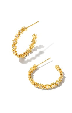 KENDRA SCOTT EARRINGS NYDIA HOOP GOLD WHITE CRYSTALS