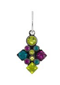 FIREFLY EARRINGS ARCHITECTURAL CG: multi color stones in 3/4" silver setting, wire backs