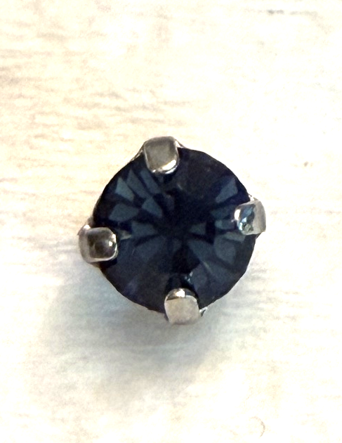 MARIANA EARRINGS STUDS: navy blue crystal 5mm stone in silver setting, post backs