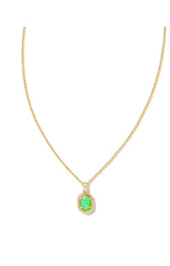 KENDRA SCOTT NECKLACE DAPHNE FRAMED SHORT PENDANT GOLD BRIGHT GREEN KYOCERA OPAL