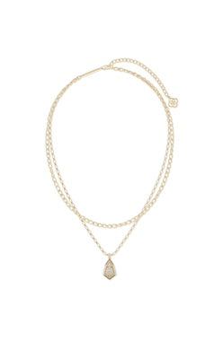 KENDRA SCOTT NECKLACE CAMRY ENAMEL MULTI STRAND GOLD NATURAL MOTHER OF PEARL