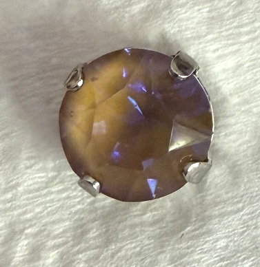 MARIANA EARRINGS STUDS: amber iridescent crystal 10mm stone, silver setting, post backs