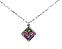 FIREFLY NECKLACE ARCHITECTURAL ROSE: multi color stones in silver 17" adjustable chain