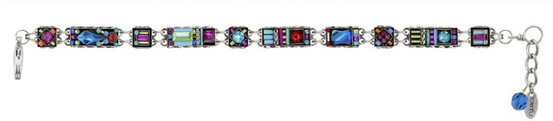 FIREFLY BRACELET MILANO THIN RECTANGLE MC: multi color stones in silver setting