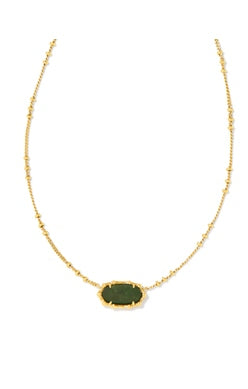 KENDRA SCOTT NECKLACE ELISA BAMBOO FRAME GOLD SAGE SERPENTINE