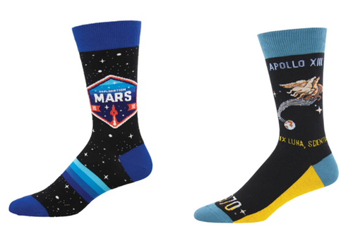 MEN'S SOCKS SET OF 2 PAIR MARS PATCH & APOLLO XIII