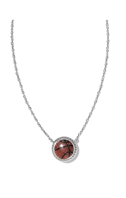 KENDRA SCOTT NECKLACE BASKETBALL RHODIUM ORANGE GOLDSTONE