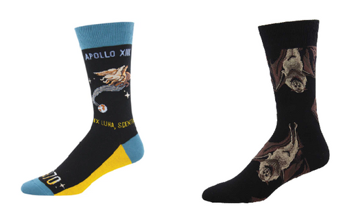 MEN'S SOCKS SET OF 2 PAIR APOLLO XIII & GOING BATTY