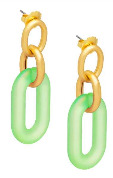 ZENZII RESIN OVAL LINK EARRINGS MINT