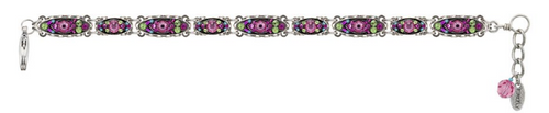 FIREFLY BRACELET SPARKLE THIN ROSE: rose color stones in silver setting