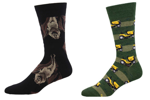 MEN'S SOCKS SET OF 2 PAIR GOING BATTY & LAWN MOWER