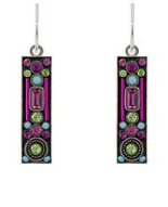 FIREFLY EARRINGS ARCHITECTURAL ROSE: multi color stones in 3/4" silver setting, wire backs
