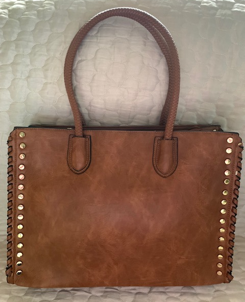 NEW YORK LARGE BROWN FAUX LEATHER TOTE 60215