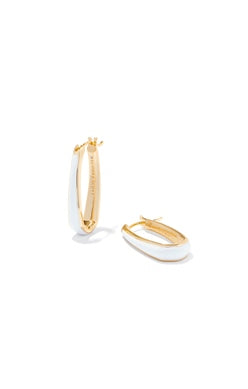 KENDRA SCOTT EARRINGS KELSEY HOOP GOLD WHITE ENAMEL