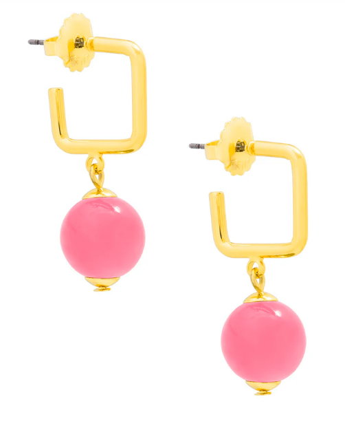 ZENZII GLASSBEAD SQUARE DROP EARRING PINK