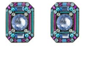 FIREFLY EARRINGS CONTESSA/GEOMETRIC LB: multi color stones in silver " setting, post backs