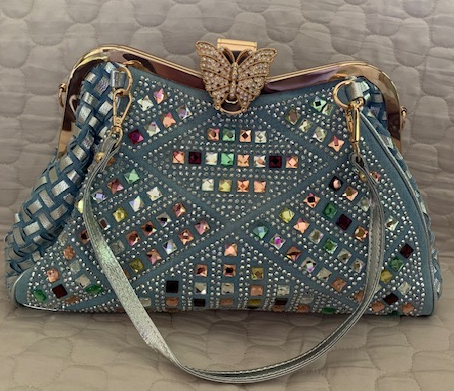 NEW YORK DENIM JEWELED BAG 60242