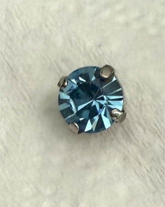 MARIANA EARRINGS STUDS: aquamarine crystal 8.5mm stone in silver setting, post backs