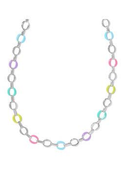 KENDRA SCOTT NECKLACE KELSEY CHAIN SILVER MUTI MIX