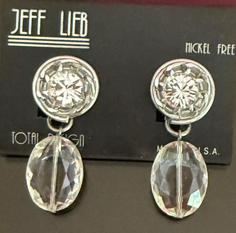 JEFF LIEB ALUMINUM SWAROVSKI EARRINGS, CLIP ON