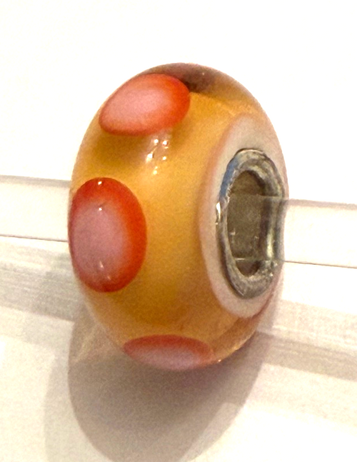 TROLLBEAD UNIVERSAL UNIQUE YELLOW WITH ORANGE SPOTS
