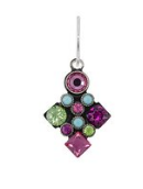 FIREFLY NECKLACE ARCHITECHURAL ROSE: multi stones in 3/4" silver setting, 18" adjustable chain