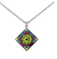 FIREFLY NECKLACE CONTESSA/GEOMETRIC CG: multi color stones in silver " adjustable chain