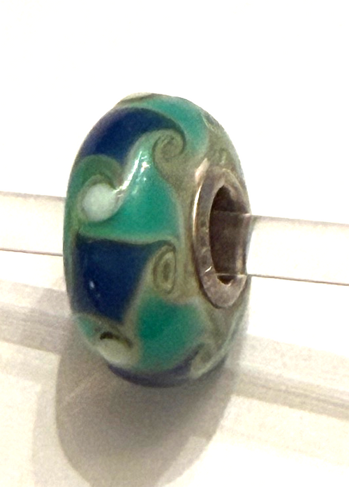 TROLLBEAD UNIVERSAL UNIQUE TEAL, NAVY WITH WHITE DOTS