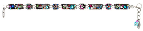 FIREFLY BRACELET BOTANICAL BAR MC: multi color color stones in silver setting