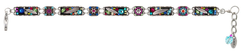 FIREFLY BRACELET BOTANICAL BAR MC: multi color color stones in silver setting