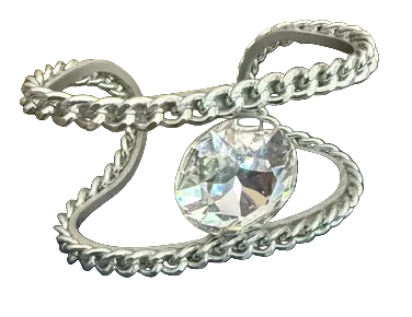 ALUMINUM CUFF BRACELET WITH LARGE 1 INCH SWAROVSKI  CRYSTAL