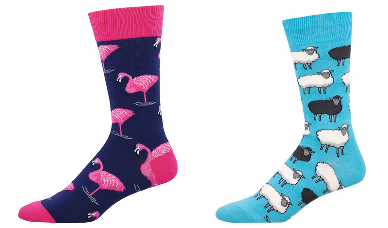 MEN'S SOCKS SET OF 2 PAIR FLAMINGO & BLACK SHEEP