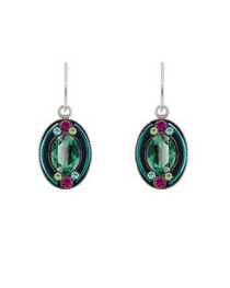 FIREFLY EARRINGS LA DOLCE VITA EM: multi color stones in 1/2" silver setting, wire backs