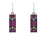 FIREFLY EARRINGS ARCHITECTURAL ROSE: multi color stones in " silver setting, wire backs