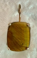 MARIANA EARRINGS: brown natural stone in 1/2" rose gold setting, lever back