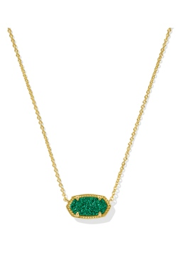 KENDRA SCOTT NECKLACE ELISA GOLD EMERALD DRUSY