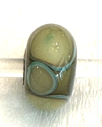 TROLLBEAD AQUA EDGE GREEN PUMPKIN GLASS BEAD