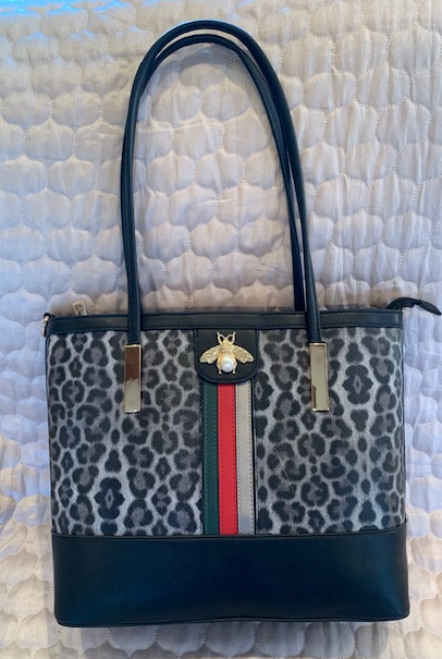 NEW YORK LARGE BLACK LEOPARD TOTE 60456