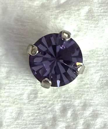 MARIANA EARRINGS STUDS: purple crystal 8.5mm stone in silver setting, post backs