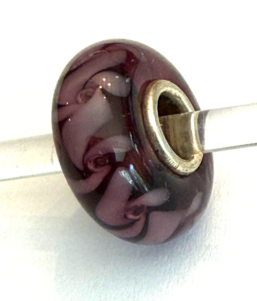 TROLLBEAD UNIVERSAL UNIQUE PURPLE WITH PINK SWIRLS BEAD