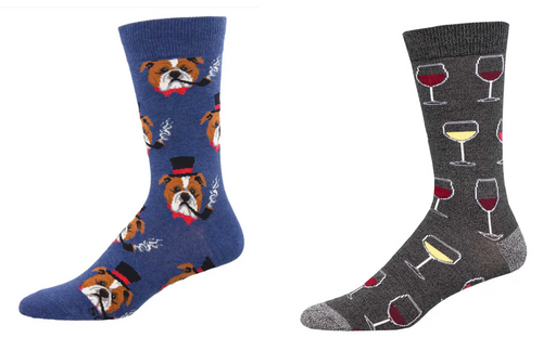 MEN'S SOCKS SET OF 2 PAIR DAPPER DOG & SIP SIP HOORAY