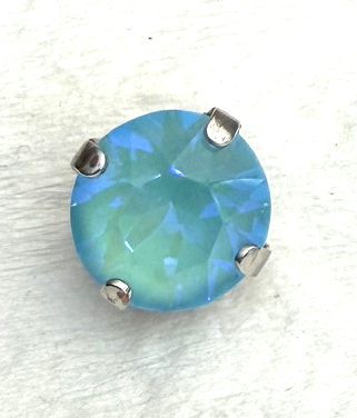 MARIANA EARRINGS STUDS: aqua sun kissed 10mm crystal stone in silver setting, post backs
