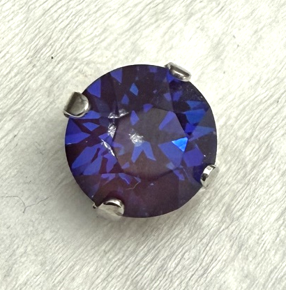 MARIANA EARRINGS STUDS: purple sun kissed 10mm crystal stone in silver setting, post backs