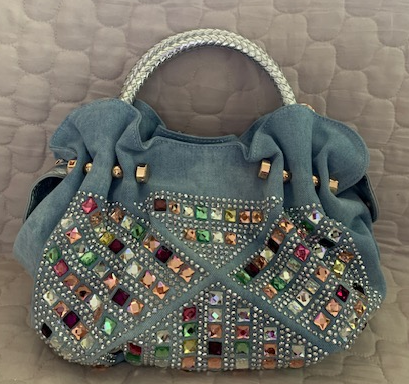 NEW YORK DENIM JEWELED BAG 60244