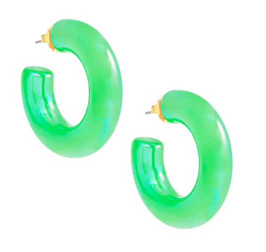 ZENZII CHUNKY IRIDESCENT LUCITE EARRING GREEN