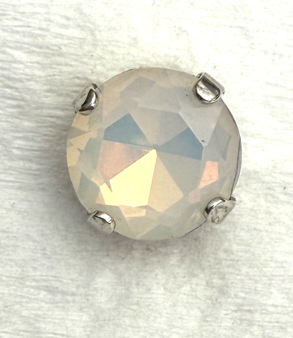 MARIANA EARRINGS STUDS: white 10mm crystal stone in silver setting, post backs
