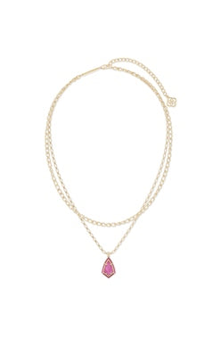 KENDRA SCOTT NECKLACE CAMRY ENAMEL MULTI STRAND GOLD AZALEA ILLUSION