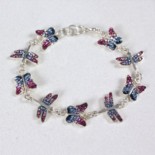 MOSAICO BRACELET PB-8641-B: multi color Austrian crystals in solid silver setting, lobster clasp