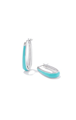 KENDRA SCOTT EARRINGS KELSEY HOOP SILVER TURQUOISE ENAMEL